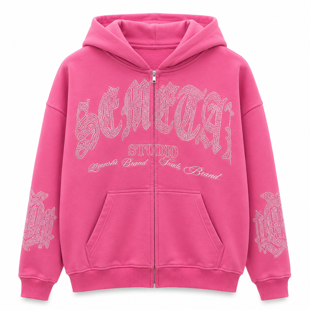 Custom Rhinestone Hoodie | Rhinestone Zip Up Hoodie