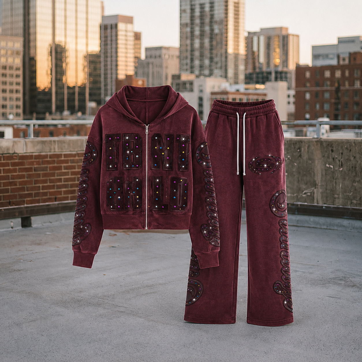 Rhinestone Sweatsuit | Custom Sweat Suits Manufacturer