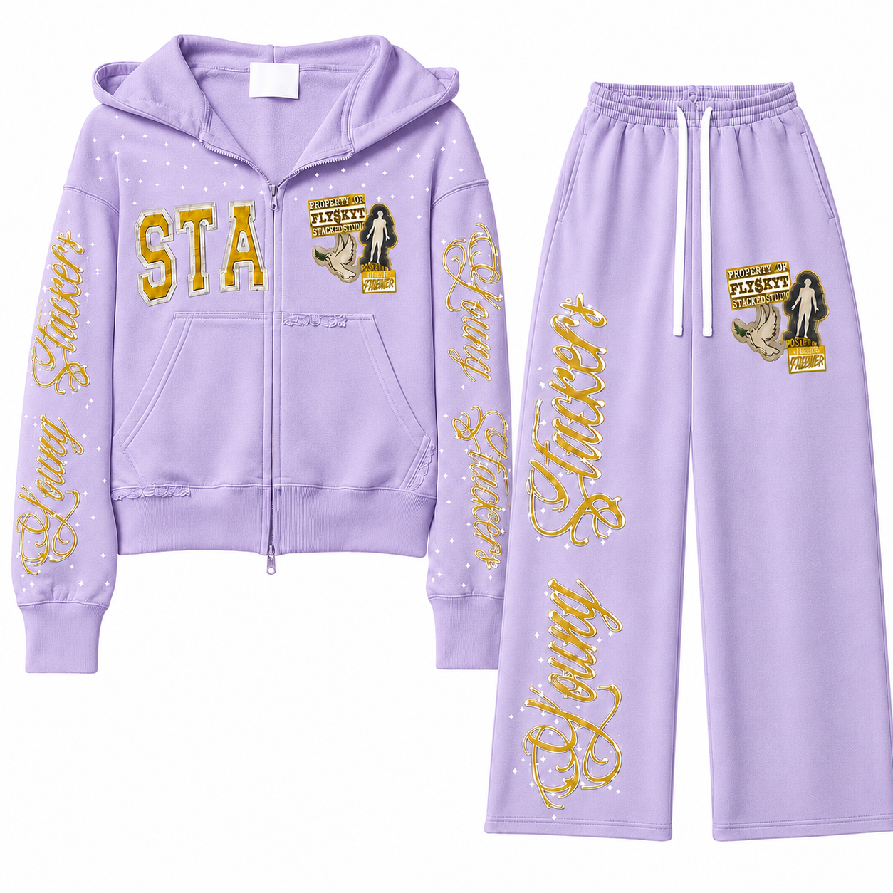 Zip Up Tracksuit Design | Custom Wide Leg Jogger Set