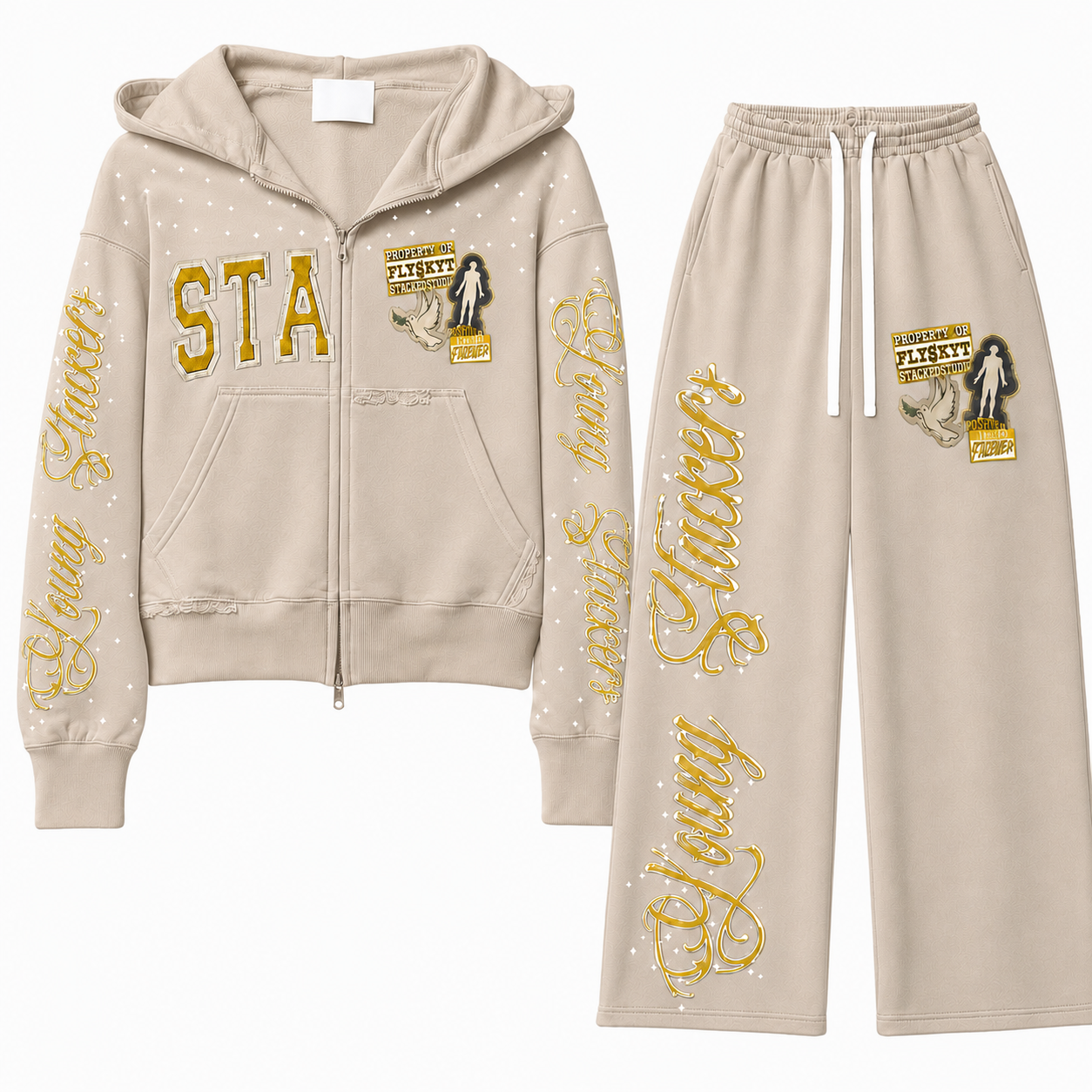 Zip Up Tracksuit Design | Custom Wide Leg Jogger Set