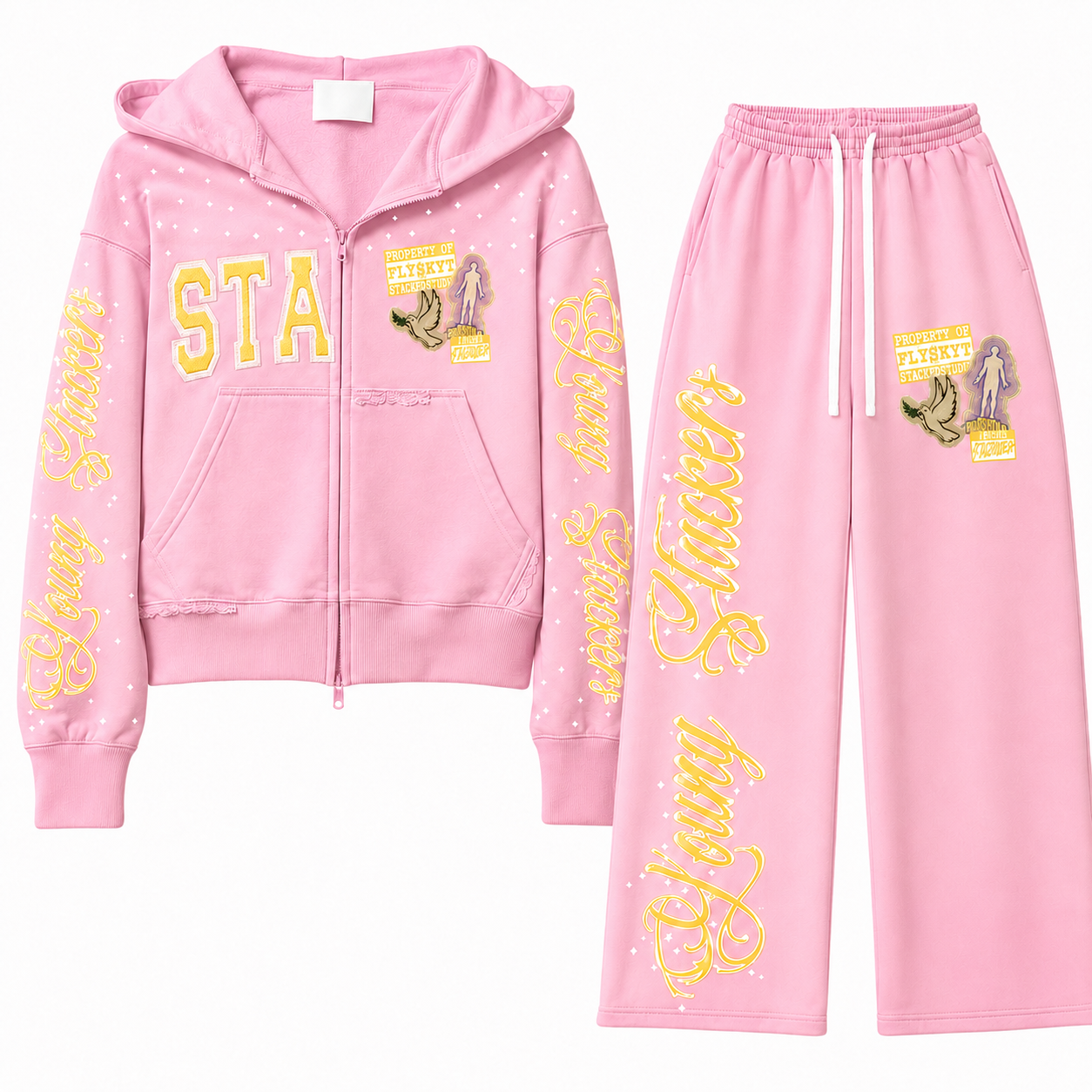 Zip Up Tracksuit Design | Custom Wide Leg Jogger Set