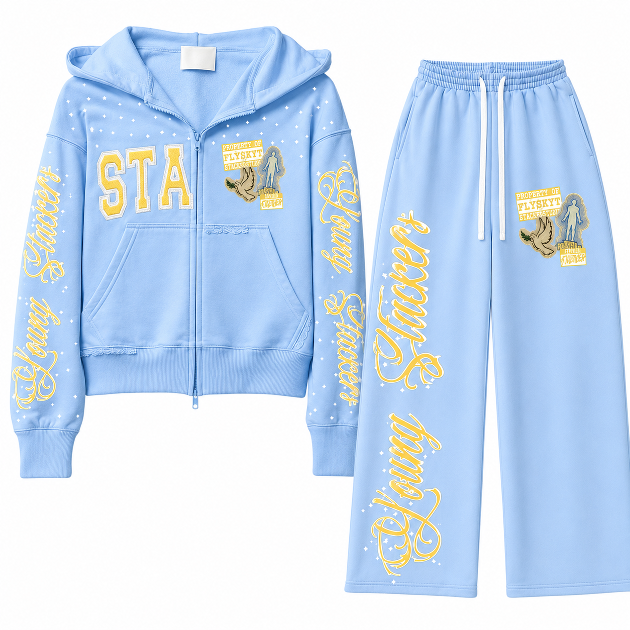 Zip Up Tracksuit Design | Custom Wide Leg Jogger Set
