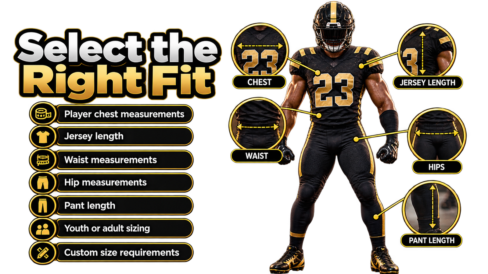 Select the right fit website banner for custom American football uniforms