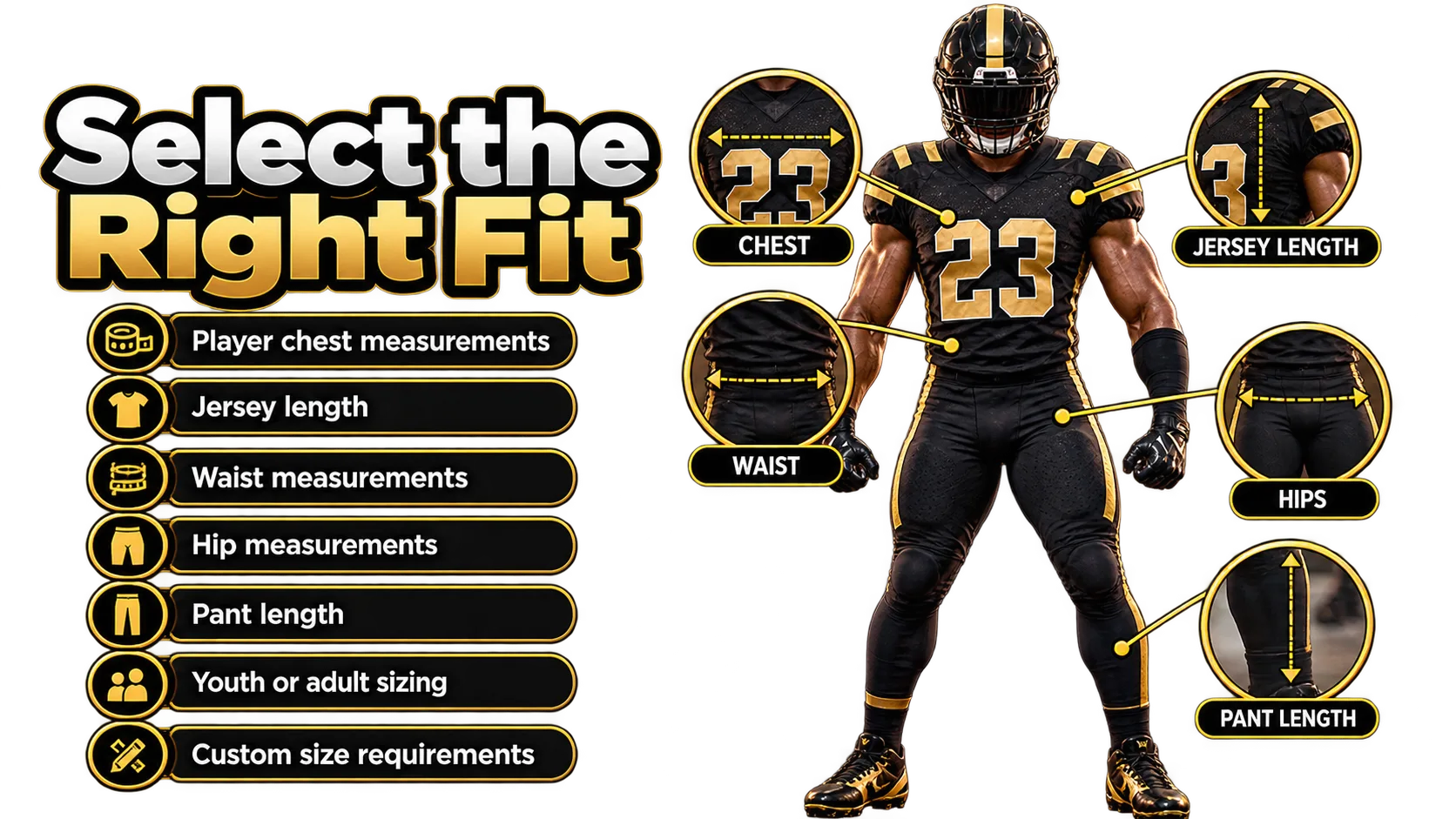 Select the right fit website banner for custom American football uniforms