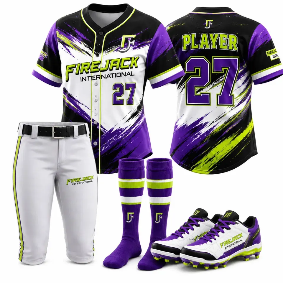 Youth Fastpitch Softball Uniforms | Purple Black Team Kit