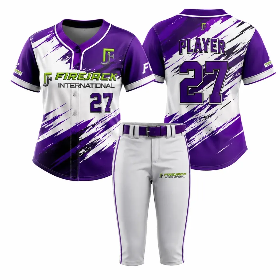 Girls Fastpitch Softball Uniforms | Purple White Team Set