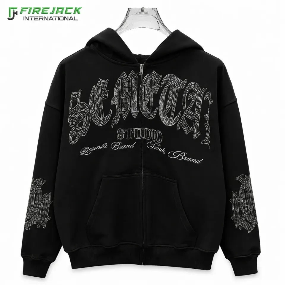 Custom Rhinestone Hoodie | Graphic Zip Up Hoodies