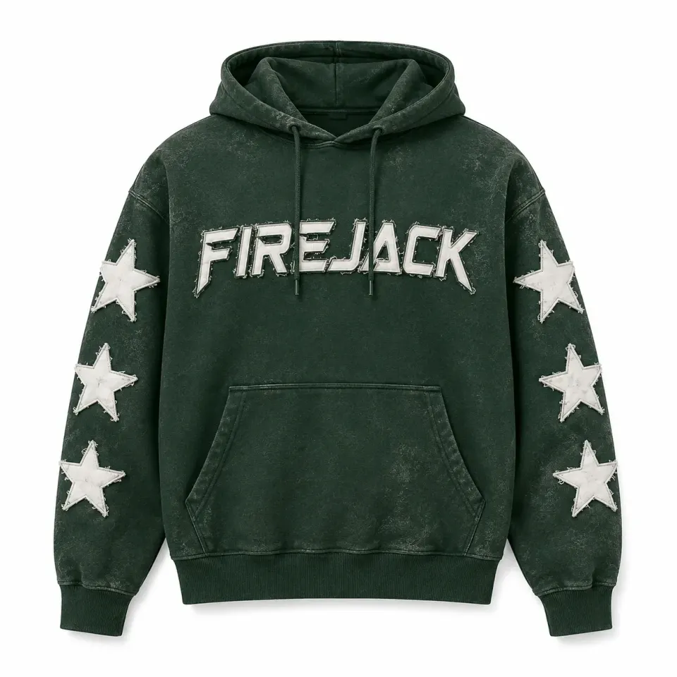 Custom Acid Washed Hoodie | Star Patch Pullover