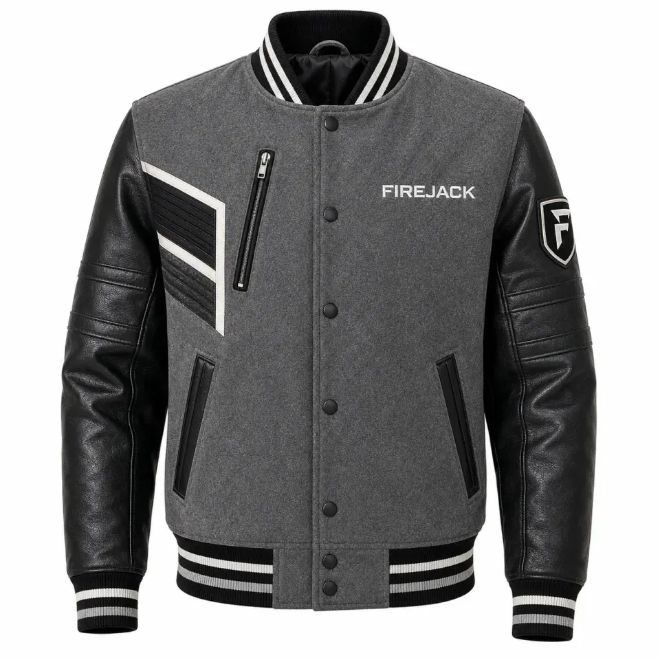 Black and Grey Varsity Jacket | Firejack