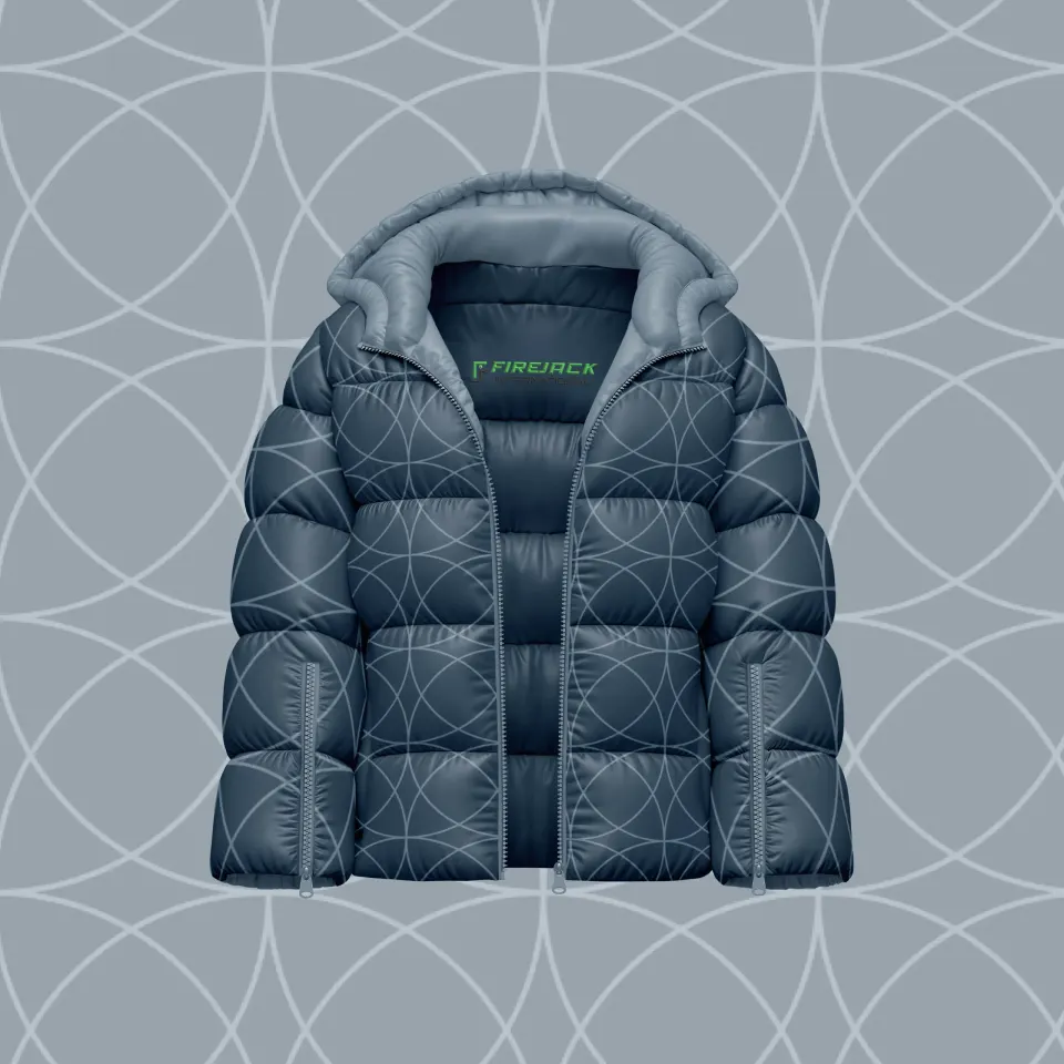 Customizable Puffer Jacket | Slate Blue Quilted Design