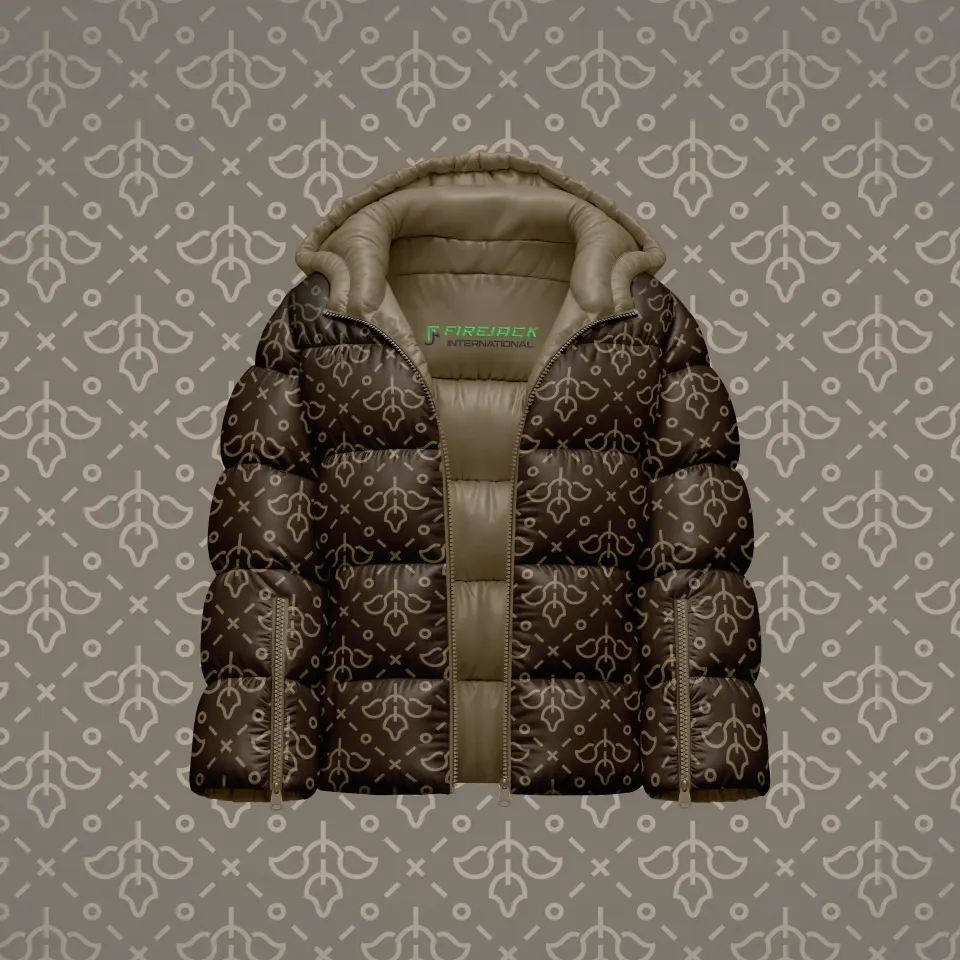 Light Brown Puffer Jacket | Custom Monogram Pattern