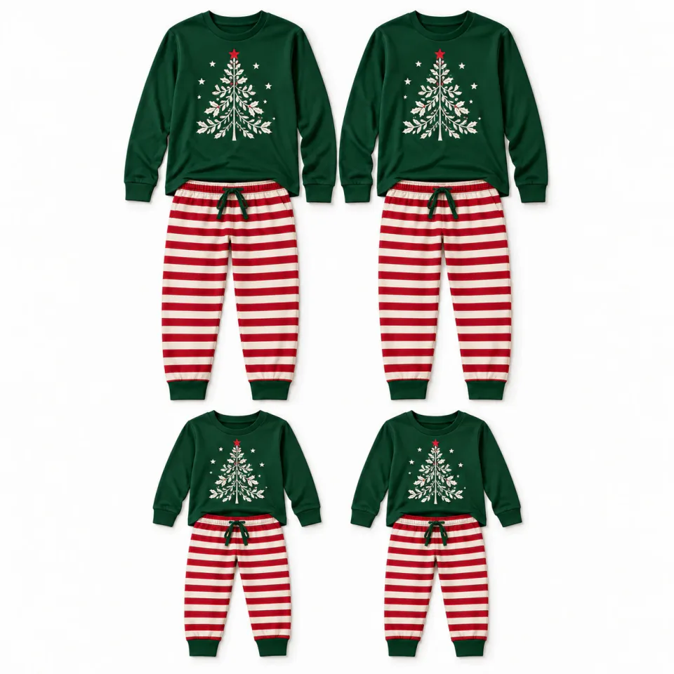 Green Tree Matching Family Christmas Pajamas | Custom Sets