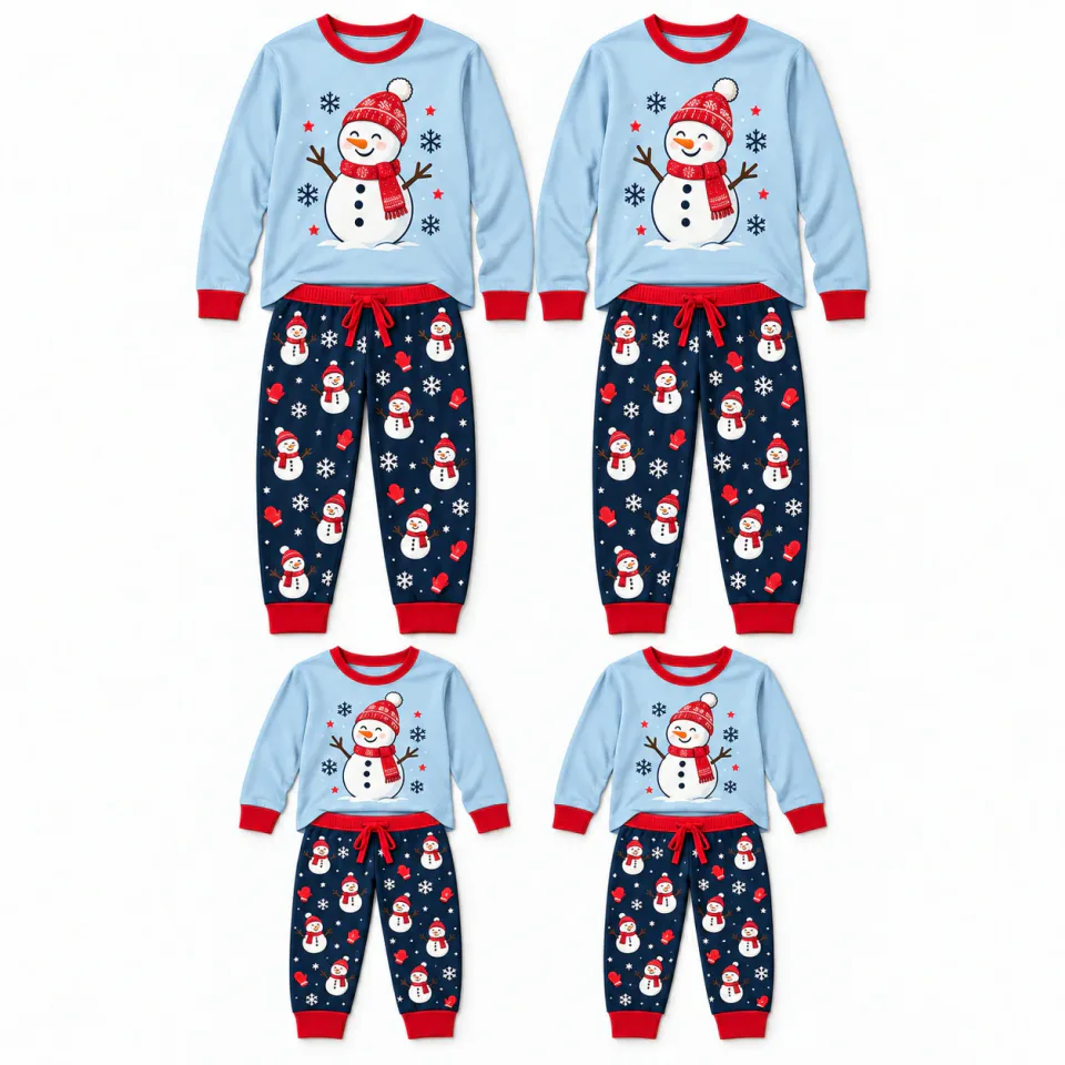 Blue Snowman Family Christmas Pajamas | Custom Matching Sets