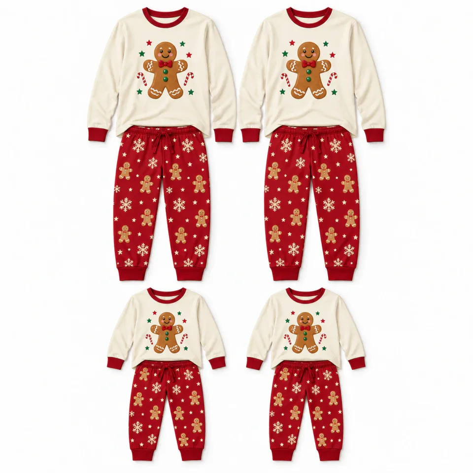 Gingerbread Family Matching Christmas Pajamas | Custom Sets