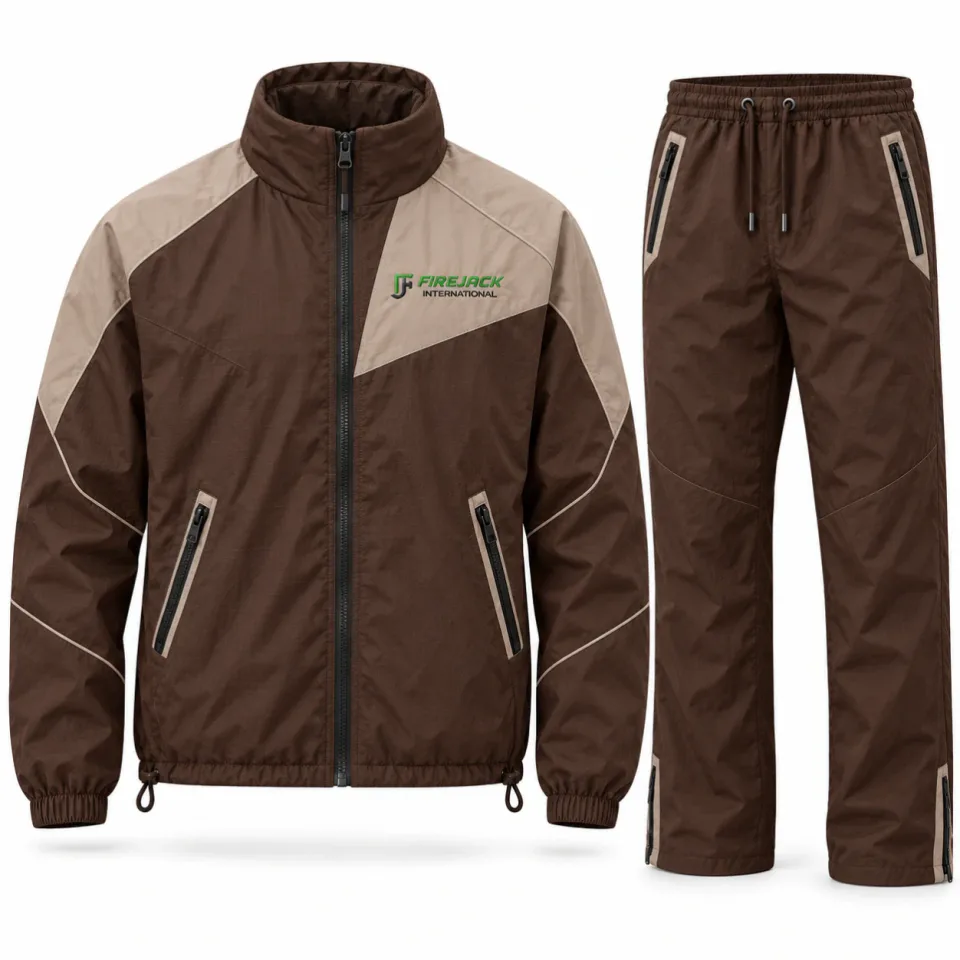 Custom Windbreaker Set | Chocolate Brown & Taupe
