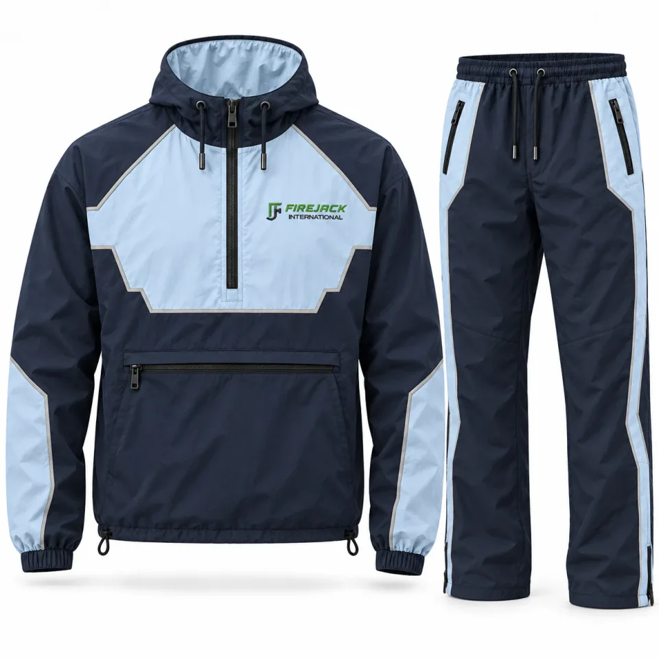 Custom Half Zip Windbreaker Tracksuit | Navy & Ice Blue