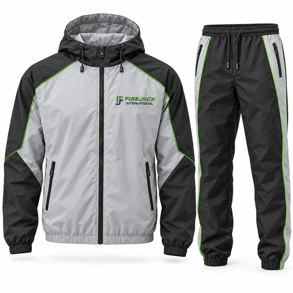 Custom Windbreaker Jacket and Pants | Grey & Black